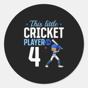 4. Geburtstag Cricket-Spieler  Runder Aufkleber