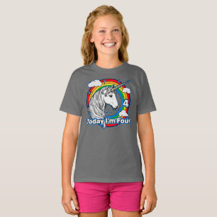 4. Geburtstag des Kindes Einhorn Regenbogen Heute  T-Shirt