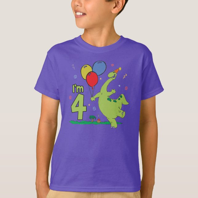 4. Geburtstag Dino T-Shirt (Vorderseite)