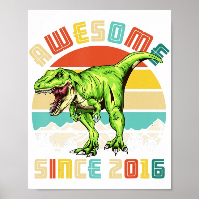 4. Geburtstag Dinosaurier 4 Jahre Junge Phantastis Poster (Vorne)