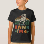 4. Geburtstag Dinosaurier T Rex Rawr Ich bin 4 für T-Shirt<br><div class="desc">Ein schönes 4. Geburtstagsdesign mit einem Dinosaurier zum Rex,  der "Rawr I'm 4" für Sohn,  Enkel,  vier Jahre alt und jeden jungen Paläontologen,  der Dinosaurier Liebe.</div>