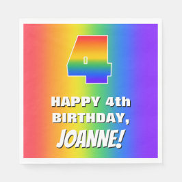 4. Geburtstag: Farbenfroh, Fun Rainbow Pattern # 4 Serviette