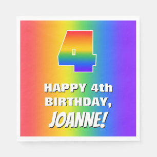 4. Geburtstag: Farbenfroh, Fun Rainbow Pattern # 4 Serviette