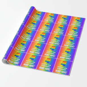 4. Geburtstag: Farbenfrohe, lustige Regenbogenmust Geschenkpapier