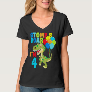 4. Geburtstag für Jungen Dinosaurier Stomp & Roar T-Shirt