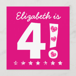 4. Geburtstag Individuelle Name Rosa für GIRL A05 Einladung
