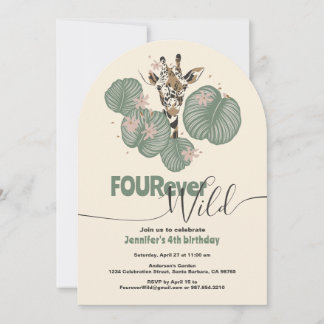 4. Geburtstag Jungle Safari Giraffe Tierisches Par Einladung