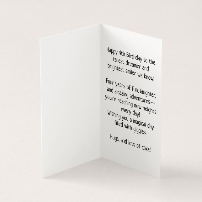 4. Geburtstag - Kinderkarte (Innenseite)