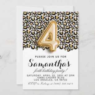4. Geburtstag Leopard Animal Print Einladung
