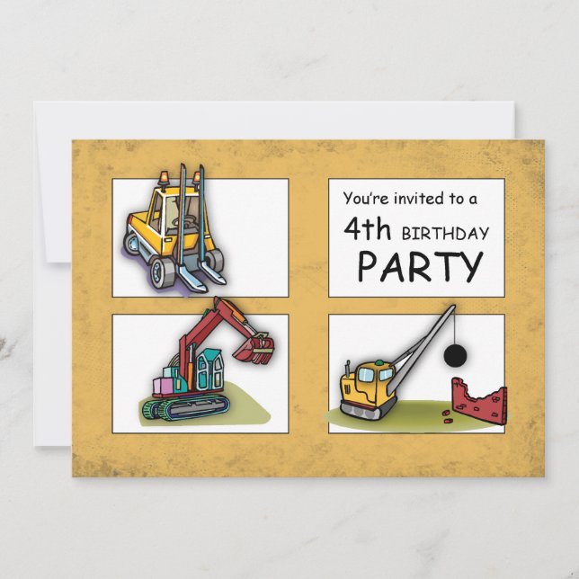 4. Geburtstag LKW Party Einladung (Vorderseite)