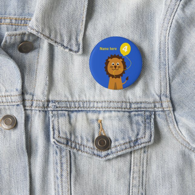 4. Geburtstag Löwe hinzufügen Namen blau Button (Beispiel)