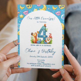 4. Geburtstag Mairy Tale Niedliche Illustration Pa Einladung