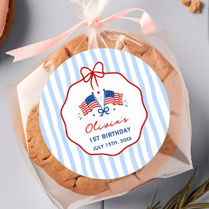 4. Geburtstag mit patriotischem Thema Runder Aufkleber