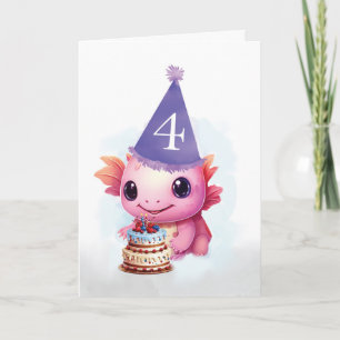 4. Geburtstag Niedlich Pink Axolotl Karte