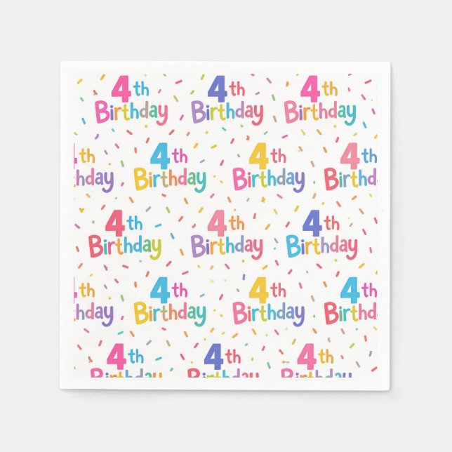 4. Geburtstag Papier Servietten, vierter Geburtsta Serviette (Vorderseite)
