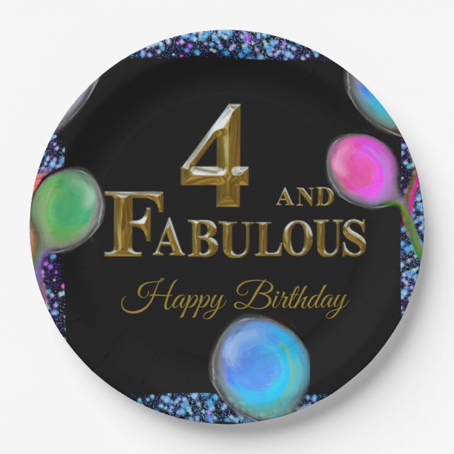 4. Geburtstag  Pappteller (Vorderseite)