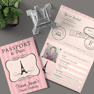 4. Geburtstag Paris Passport Einladung