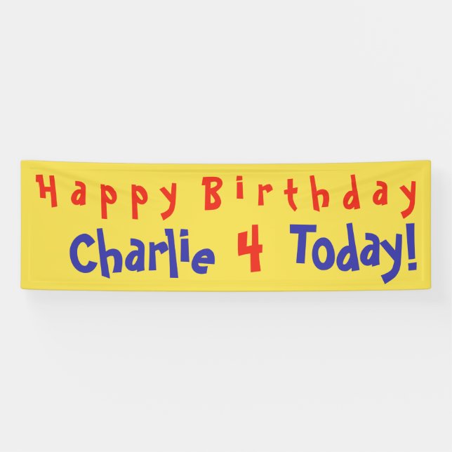 4. Geburtstag Party Banner mit Name und Alter (Horizontal)