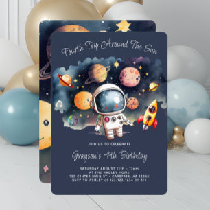 4. Geburtstag Party Weltraum-Planeten Einladung