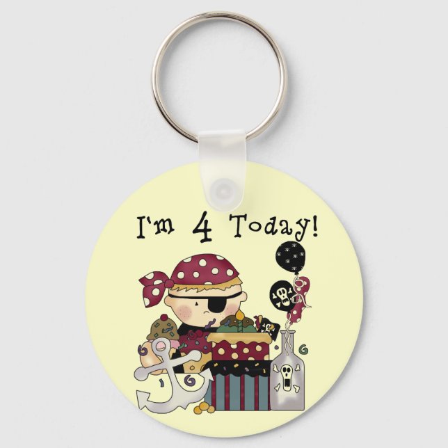 4. Geburtstag Pirate Tshirts und Geschenke Schlüsselanhänger (Vorderseite)