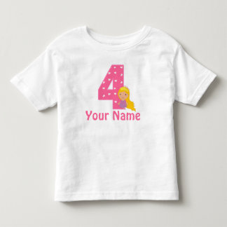 4. Geburtstag Princess Girls Personalisiertes Shir Kleinkind T-shirt