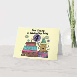 4. Geburtstag Welpe T - Shirt und Geschenke Karte