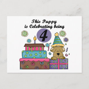 4. Geburtstag Welpe T - Shirt und Geschenke Postkarte