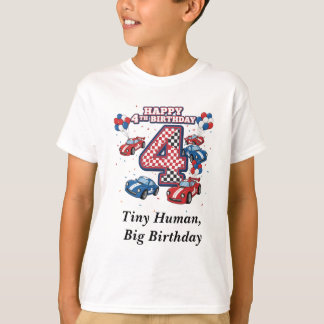 4. Geburtstags-Rennwagen Personalisiert Zwei Schne T-Shirt