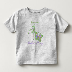 4. Geburtstags-Schmetterling umarmt individuellen Kleinkind T-shirt
