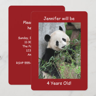 4. Geburtstagsfeier Party Einladung, Giant Pandas  Einladung