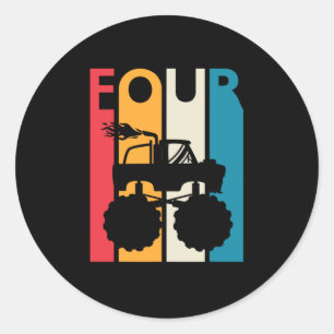 4. Geburtstagsgeschenk Vier Vintager Monsterlappen Runder Aufkleber