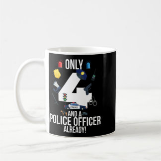 4. Geburtstagsjungen-Zitat _nur 4 und ein Polizist Kaffeetasse