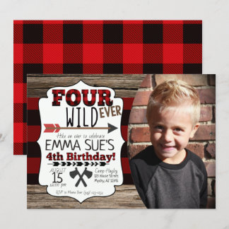 4. Geburtstagskinder Forever Wild Lumberjack Foto Einladung