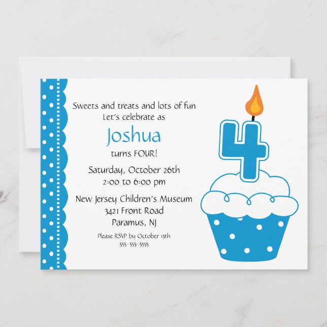 4. Geburtstagskuchen Einladung (Vorderseite)