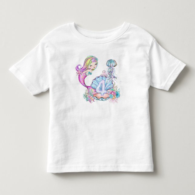 4. Geburtstagsmermaid Kleinkind T-shirt (Vorderseite)