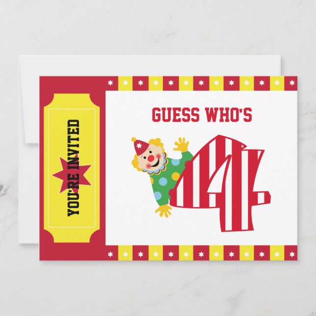 4. Geburtstagswelle - Clown-Einladung Einladung (Vorderseite)