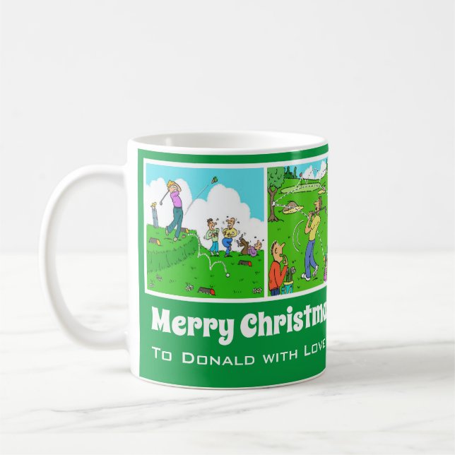 4 Golf Themed Cartoon zu personalisieren. Kaffeetasse (Links)