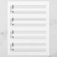 4 Grand Staffs Staves Music Manuskript Paper