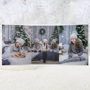 4 Grosses Foto Frohe und helle Weihnachten Dreifach Gefaltete Urlaubskarte