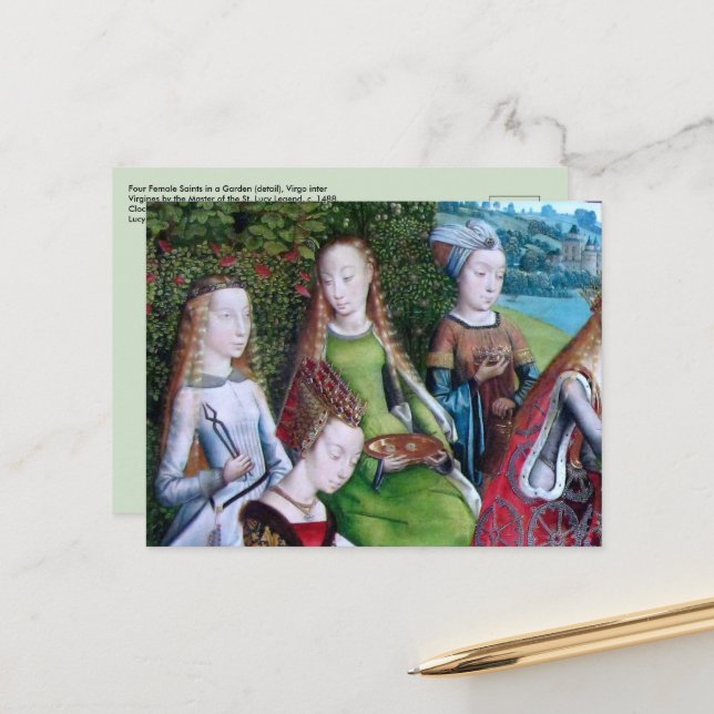 4 Heilige in einem Garten (Detail; M 070) Postkarte (Vorderseite/Rückseite Beispiel)