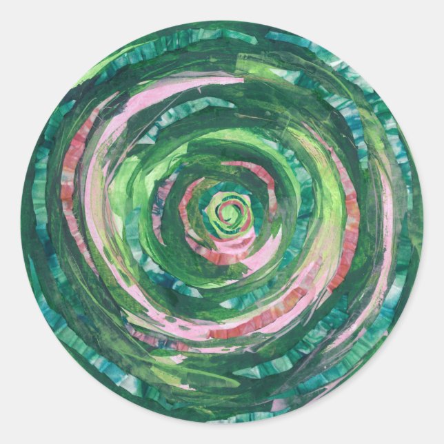 4. Herz Chakra Green-Pink Artwork #2 Runder Aufkleber (Vorderseite)