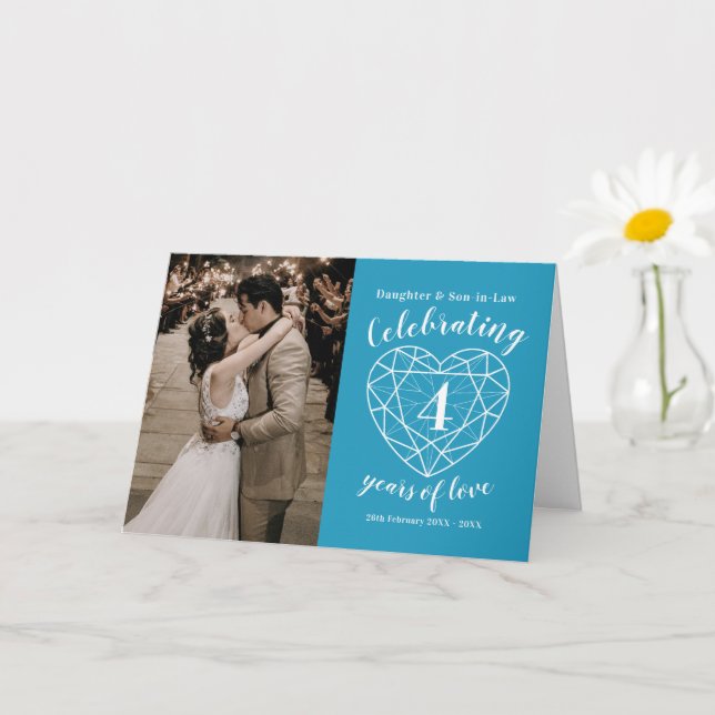 4. Hochzeit-Jubiläum blaues Topaz-Herz Karte (Kleine Pflanze)