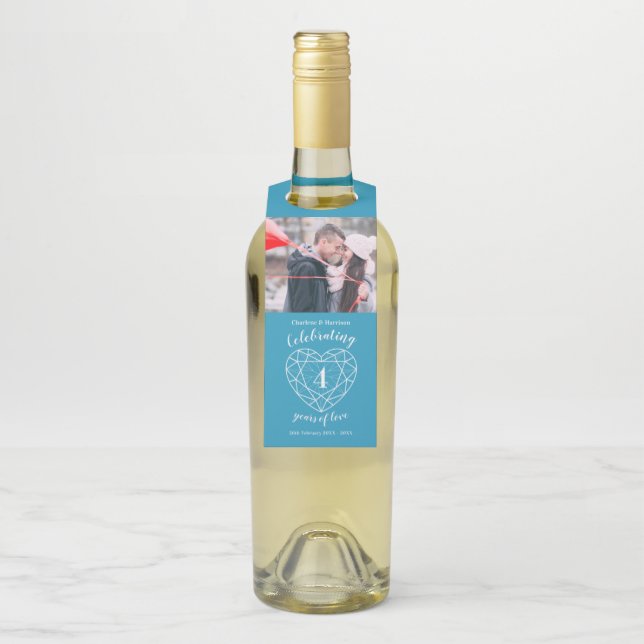 4. Hochzeit Jubiläum Foto topaz Edelstein Herzstüc Flaschenanhänger (Auf Flasche)