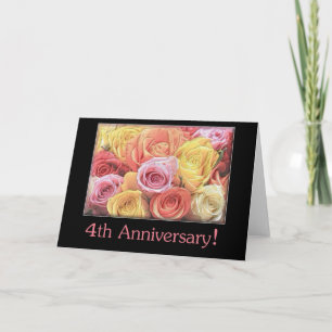 4. Hochzeit Jubiläum gemischtes Rosenbukett Karte