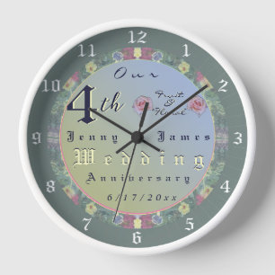 4. Hochzeitsjubiläum Blumenwall-Uhr Uhr