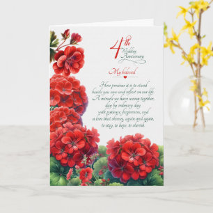 4. Hochzeitstag Sentimentale Geranien Karte