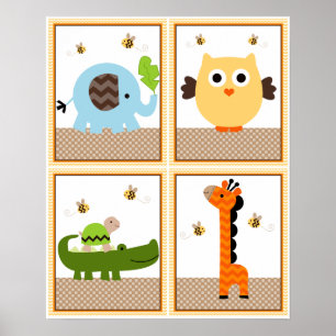 4 in 1 Jungle Stack 8 x 10 Zoll Kinderzimmer Art/P Poster