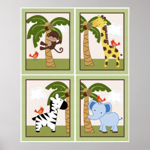 4 in 1 Set Jungtiere 8x10 Zoll Posters Poster