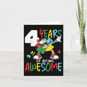 4 Jahre alt Geburtstag Autistische Jungen Autismus Karte