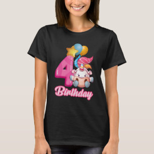 4 Jahre alte Einhornprinzessin 4. Girl Birthday Un T-Shirt